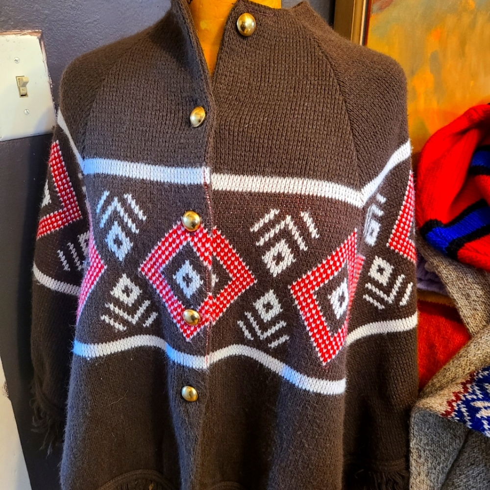 Handmade tribal design women's small poncho
